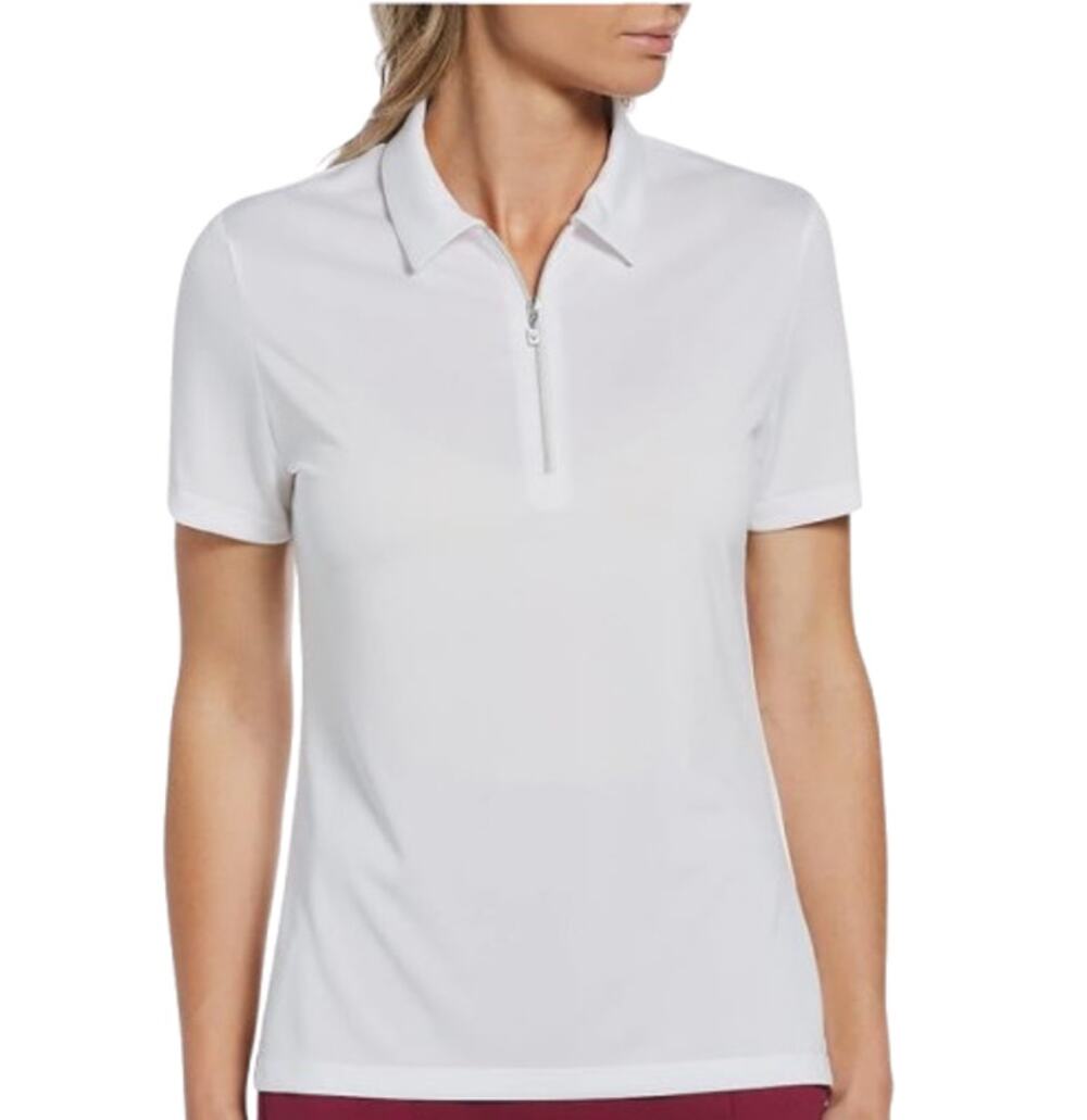 CALLAWAY 1/4 Zip Short Sleeve Golf Polo Shirt Large Brilliant White Heather NWT